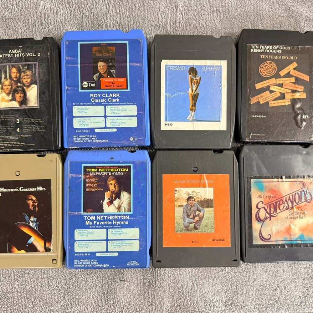 Vintage 8 Track Tapes Lot of 8 ABBA Kenny Rogers Streisand Country Pop 1970s